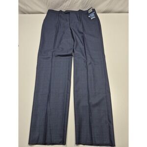 Leonardo Valenti Suit Pants Mens 44x36 Blue 100% Wool Dress Flat Front NWT